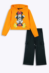 Kids Mickey & Minnie Fleece Tracksuit - Orange & Black